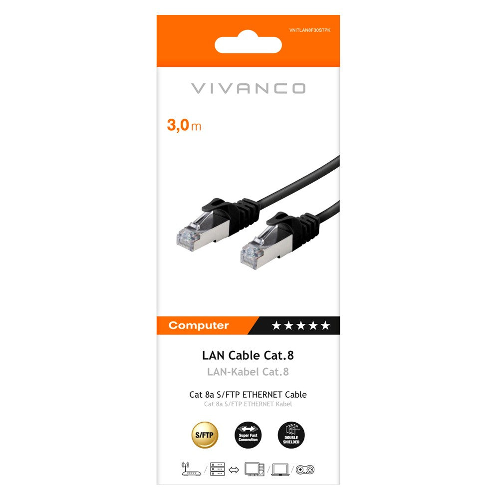 Netværkskabel RJ45 Cat 8 M-M - 3m Sort