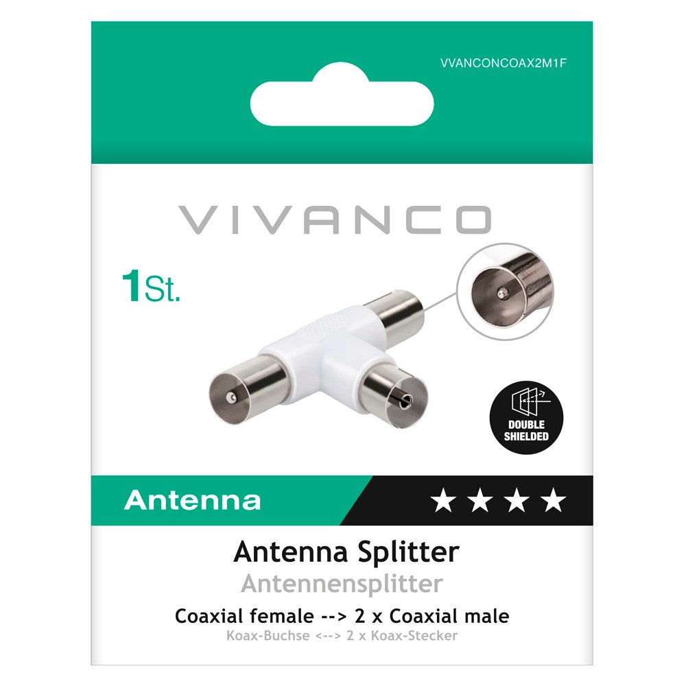 Coaxial adapter Treport F/M-M - Hvid