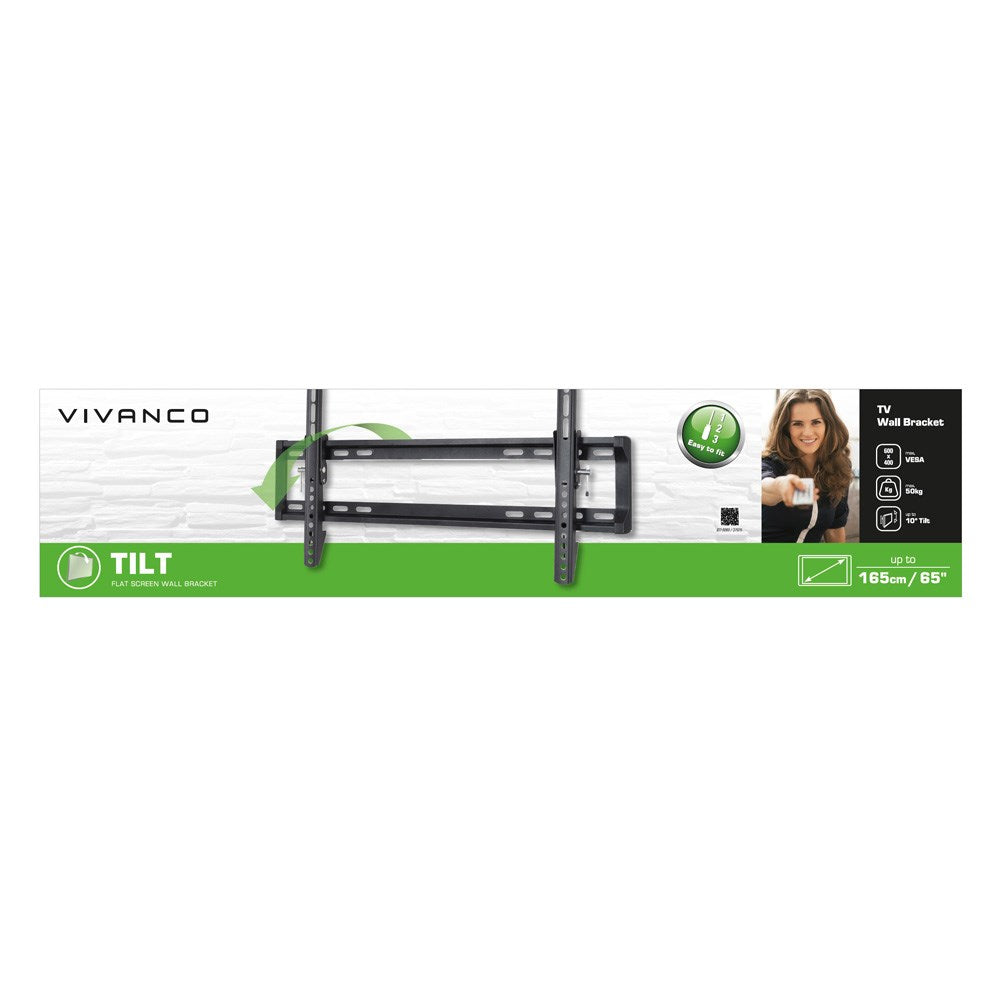 Vivanco TV Vægbeslag - Vippefunktion - 50kg / 65" - Sort
