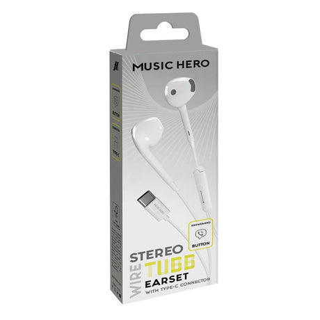 MUSIC HERO Tubb Stereo In-Ear Høretelefoner m. USB-C & Mikrofon - Hvid