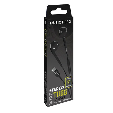 MUSIC HERO Tubb Stereo In-Ear Høretelefoner m. USB-C & Mikrofon - Sort
