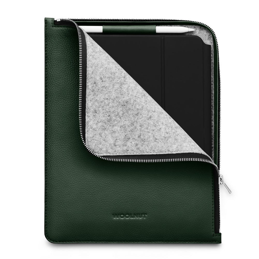Woolnut iPad / Tablet (23 x 29 cm) Læder Folio Sleeve - Grøn