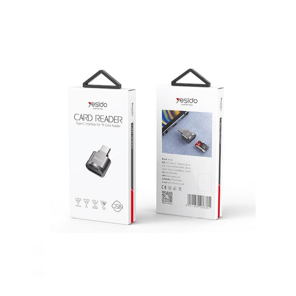 Yesido MicroSD Kortlæser Adapter m. USB-C - Grå