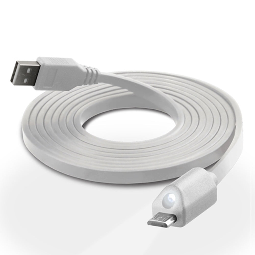 Naztech Micro-USB Ladekabel med Lys 1.8m - Hvid