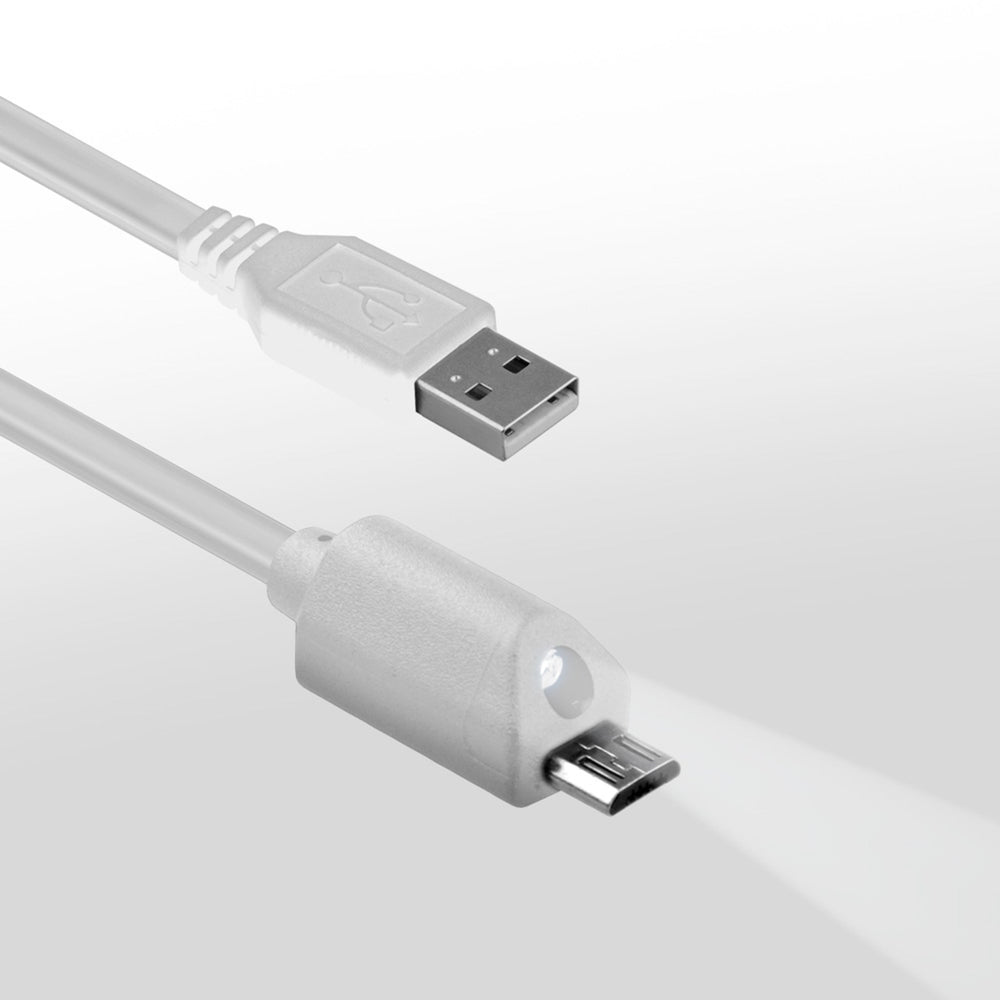 Naztech Micro-USB Ladekabel med Lys 1.8m - Hvid