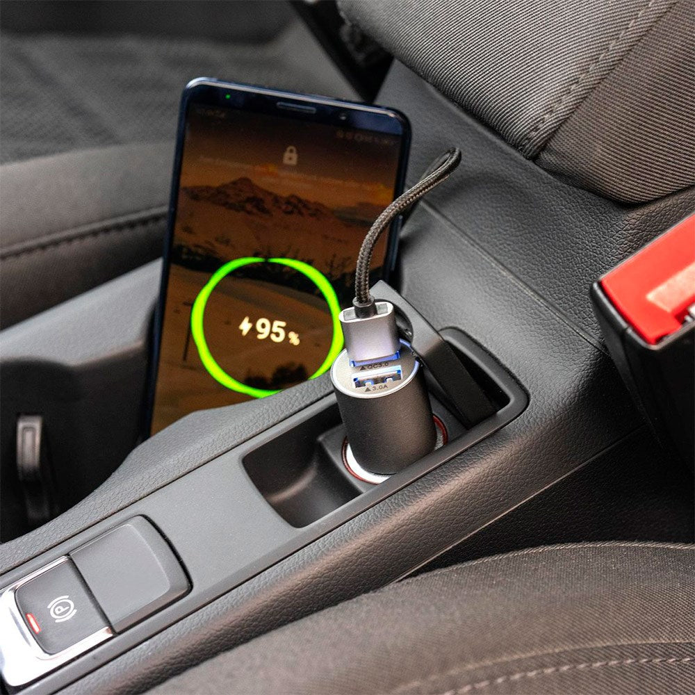 4smarts Rapid 18W QC Hurtig Biloplader - 2 x USB-A - Grå