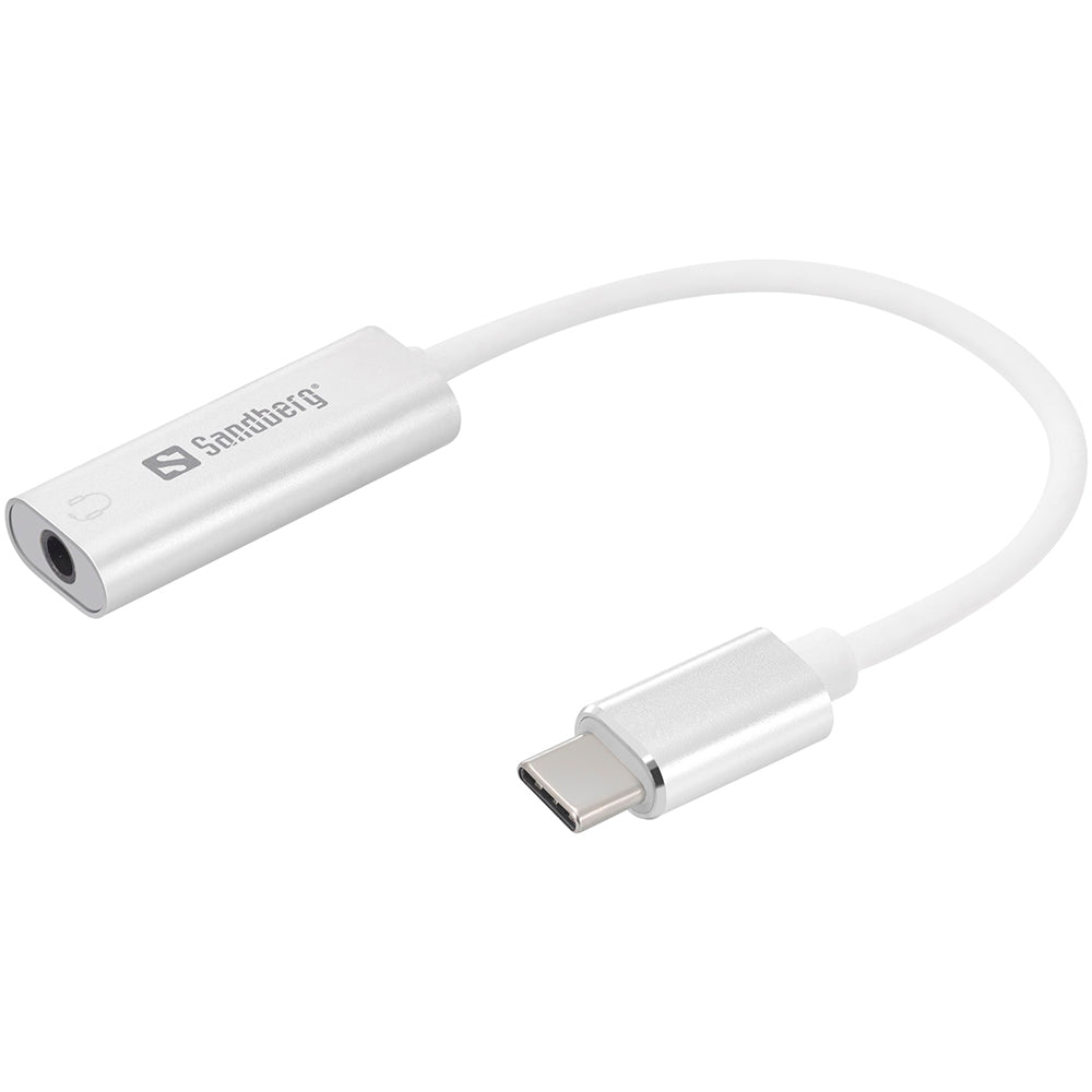 Ubarmhjertig Håndbog Strømcelle Sandberg USB-C til Jack-stik 3.5 mm Adapter - Hvid | Kabel - USB-C |  TABLETCOVERS.DK