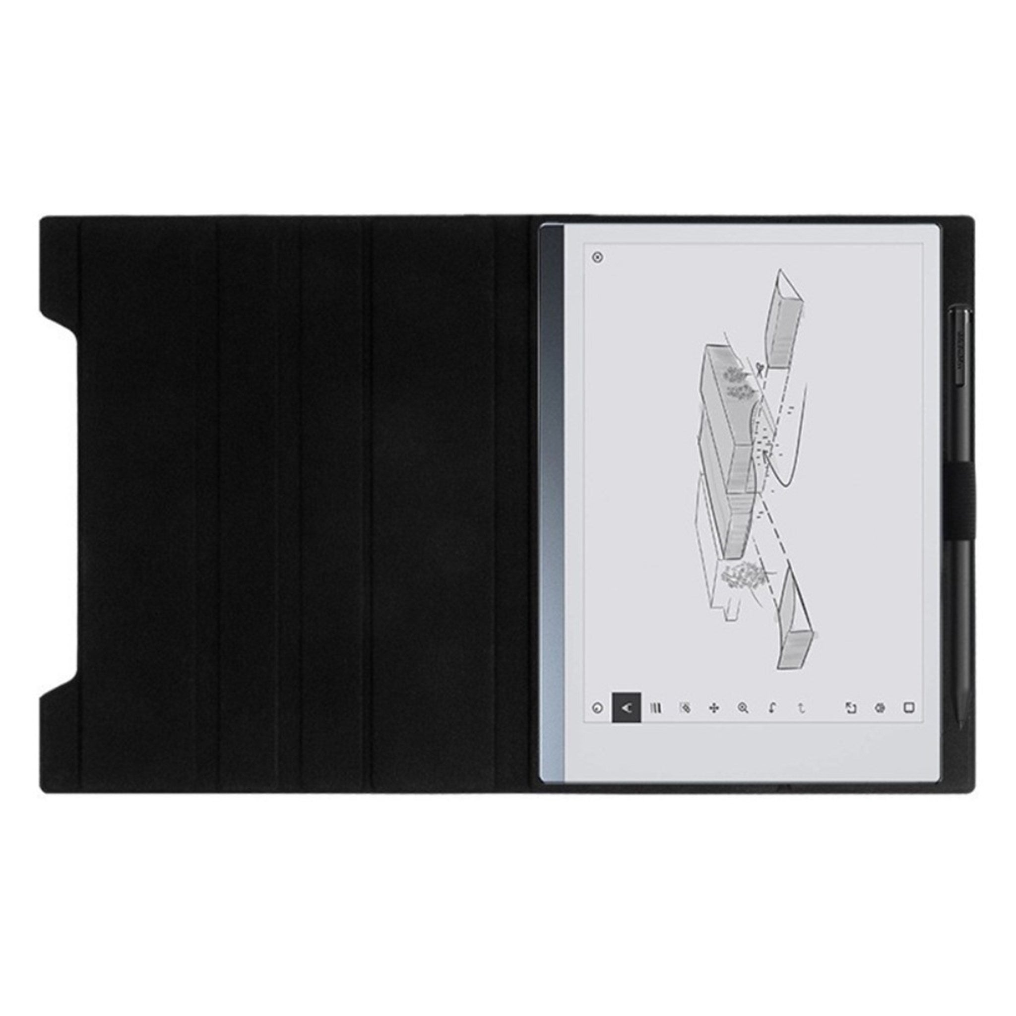 EIDERWOOD ReMarkable 2 Læder Flip Cover m. Standerfunktion & Penholder - Sort