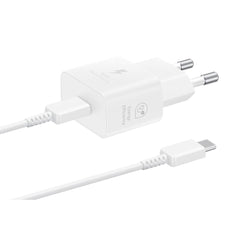 Original Samsung Super Fast Charge 25W GaN Power Adapter m. USB-C til USB-C Kabel - Hvid