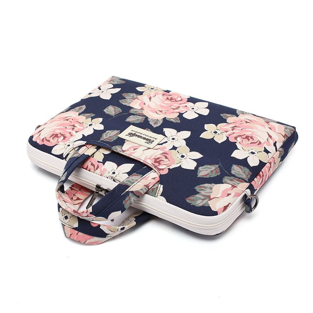 Mægtig Legende skrivebord Canvaslife Briefcase Taske Til MacBook / PC 15-16" (37.5 x 26.5 cm) - Navy  Rose | MacBook Taske | TABLETCOVERS.DK